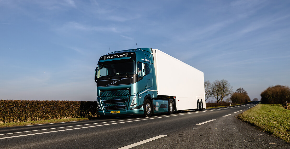 Double Deck Trailer on the Road — Volvo Electric